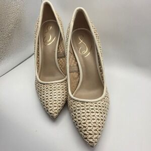 Sam Edelman Woven‎ Raffia Pointed Toe Pumps Heels Womens Size 6W Wide